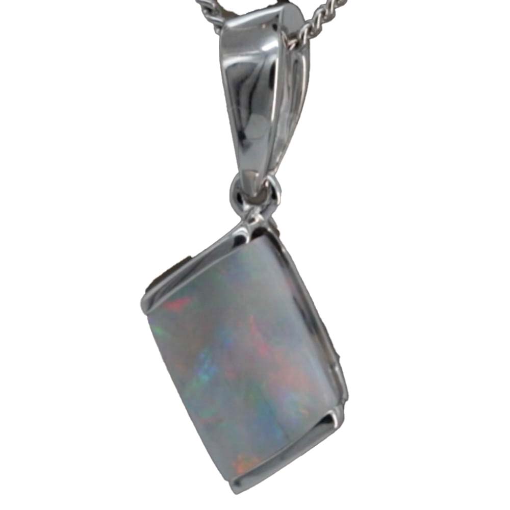Australian Dark Opal Sterling Silver Rhodium Plated Pendant - Pen892